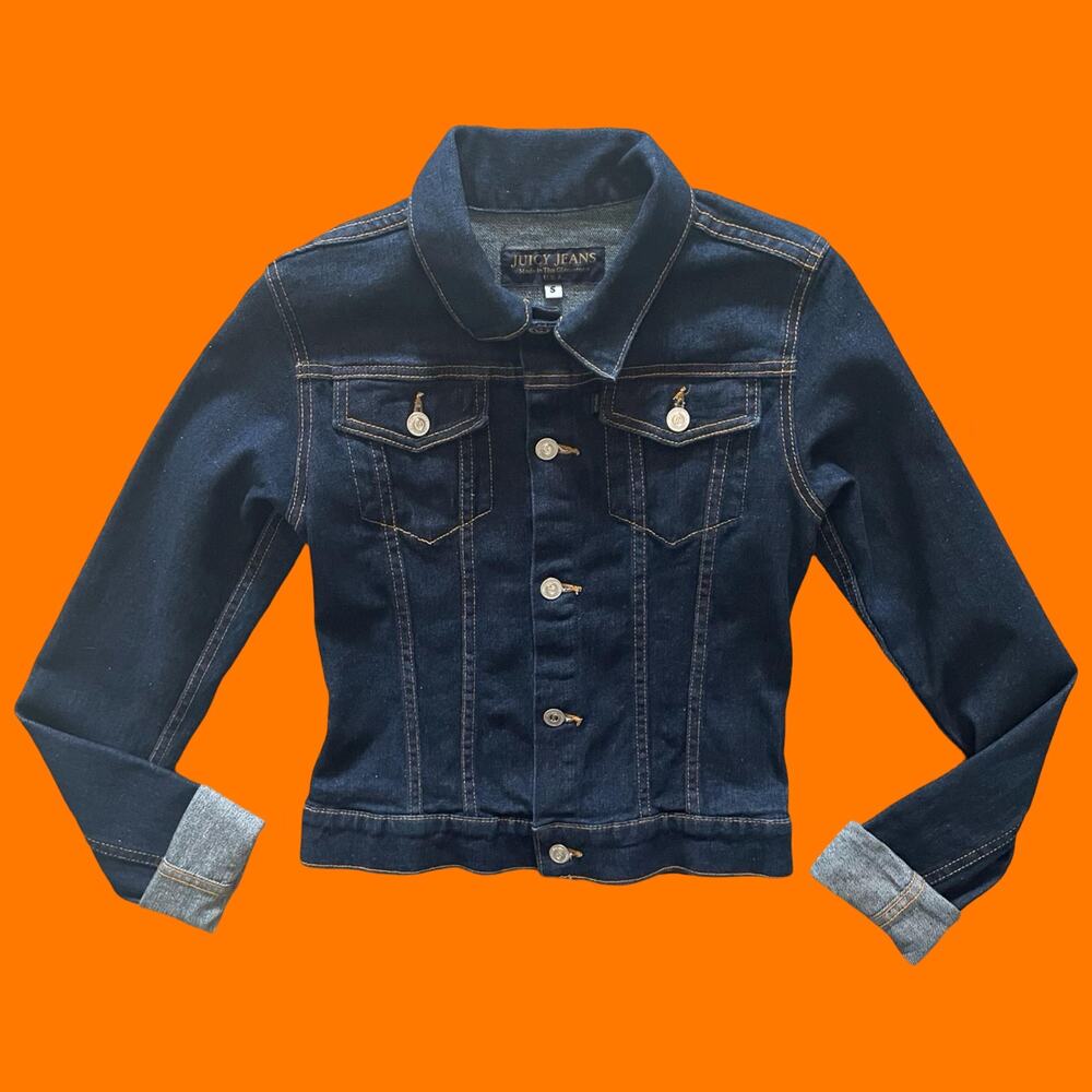 90's 00's vintage dark denim y2k jacket SMALL juicy couture